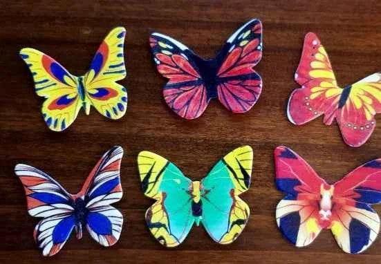 Set F. Farfalle volanti in Wafer Paper edibili. Cake Topper