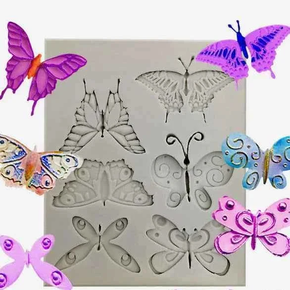 6 Farfalle decorate. Alta risoluzione. Stampo in silicone