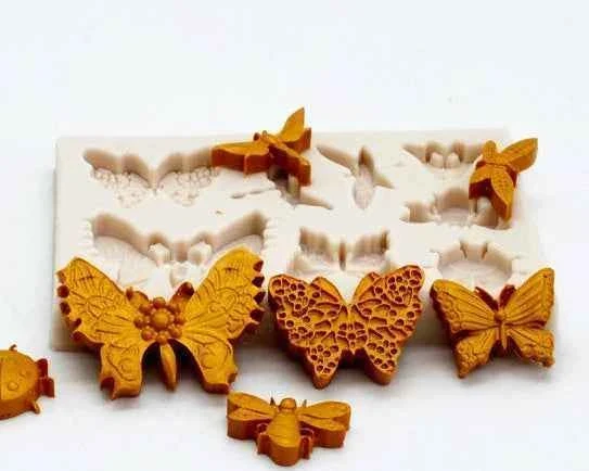 Farfalle Api e Coccinelle decorate. Alta risoluzione. Stampo in silicone