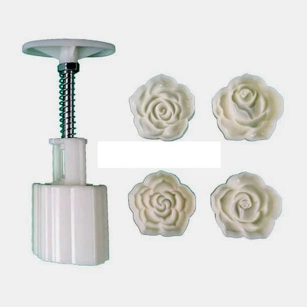 4 Bellissime Rose. Fantastico stampo Mooncake. Set di 4 forme