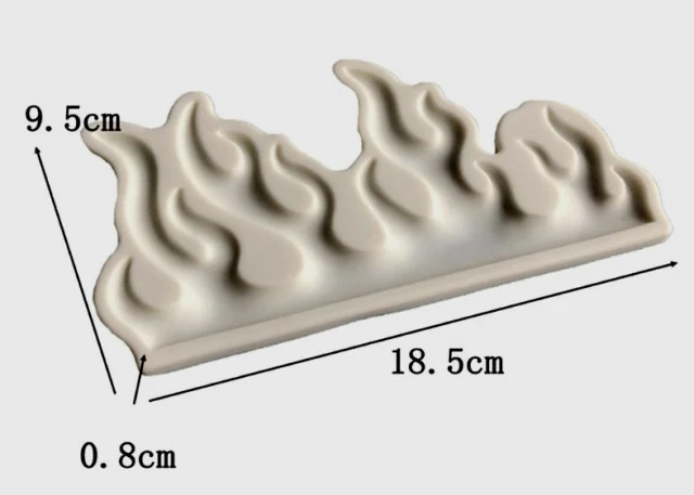 Fiamme e Fuoco. Grande stampo in silicone di 18.5 cm. Flame Effect Cake Decoration Silicone Mold