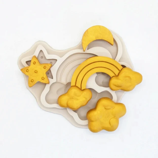 Arcobaleno Nuvola Luna e Stella. Stampo decorativo in silicone