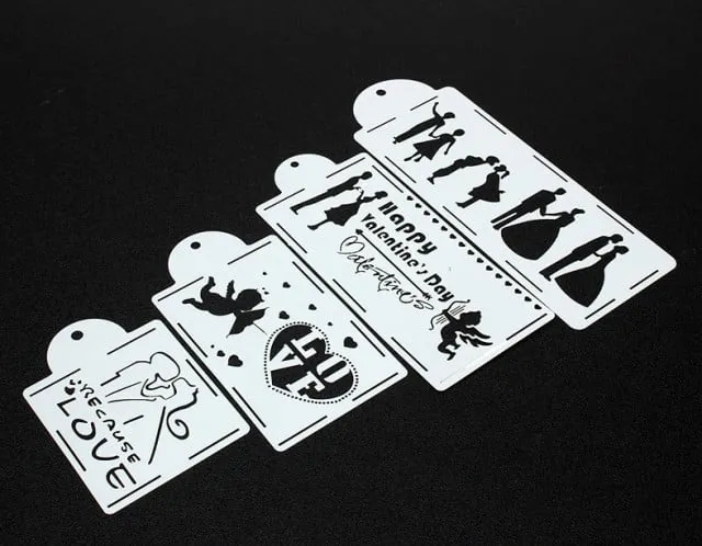 Amore e Innamorati. Set di 4 fantastici Stencil