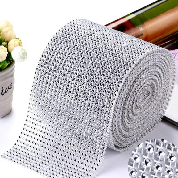 Bianco. Bordo Strass Alto 10 cm con 24 file