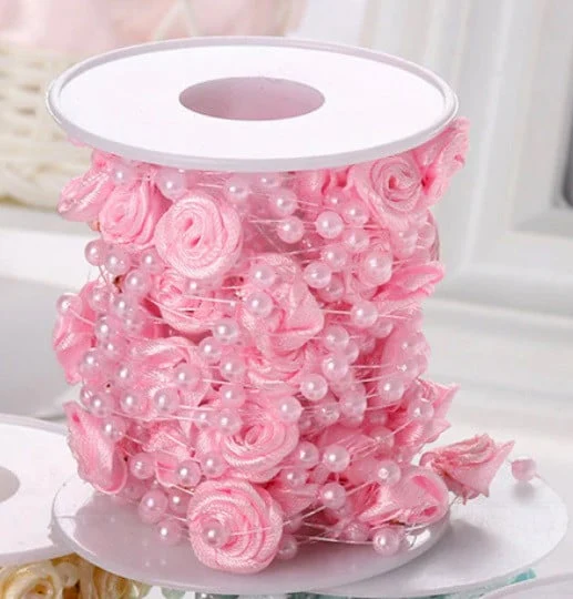 Filo Perle con Rose. 5 metri