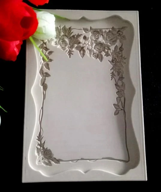 Grande Cornice a Specchio di 16 cm con Bordo Rose. Barocco Vintage. Rose Frame. Stampo in silicone