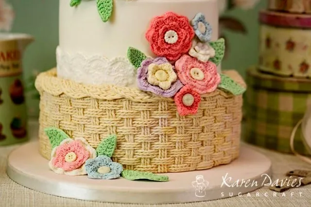 Intreccio Cestino. Fantastico grande Stampo in silicone. Rustic Basket. Originale Karen Davies.