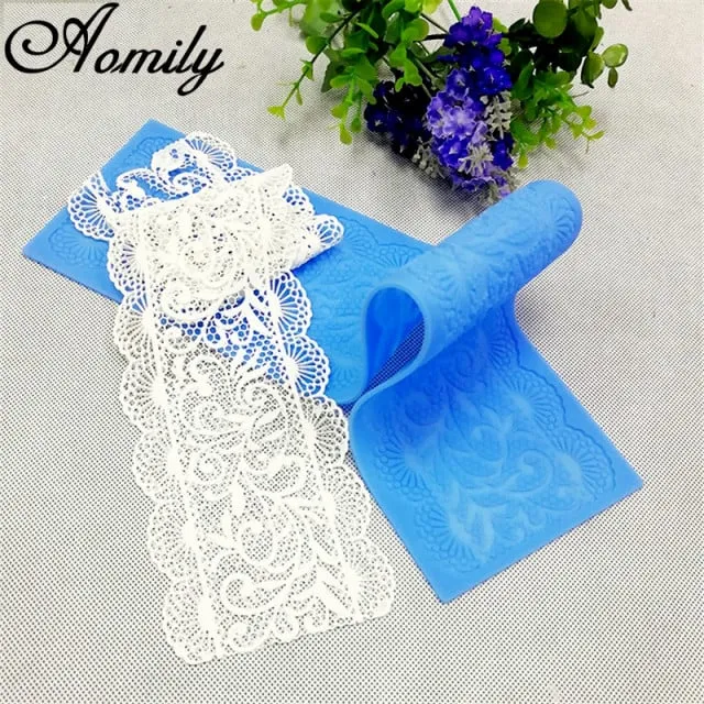 Bordo Pizzo. Grande Stampo in silicone. Flower Wedding Cake Silicone Beautiful Flower Lace