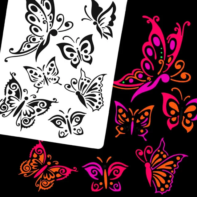 Stencil di 7 Farfalle. Per tutte le decorazioni