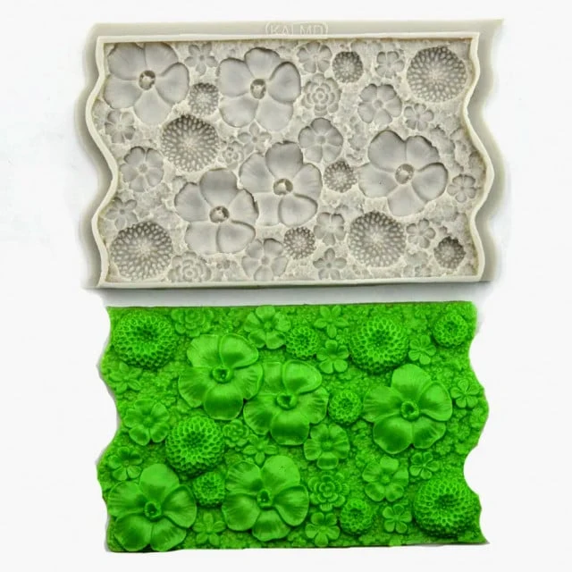 Bordo Floreale con molti Fiori di 18 cm. Stampo in silicone di grande effetto
