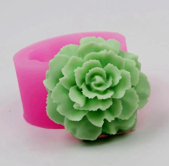 Grande Peonia decorata. Stampo in silicone anche per Candele