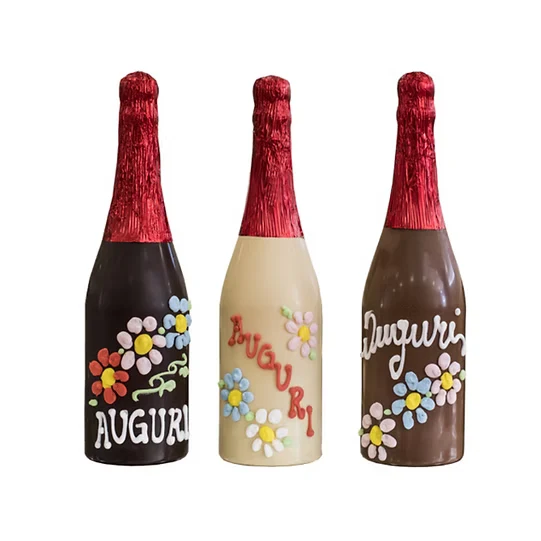 Bottiglia decorata al cioccolato bianco-fondente-latte. By World Products Shop