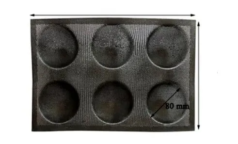 Stampo Microforato 6 Hamburgher in silicone e fibra di vetro