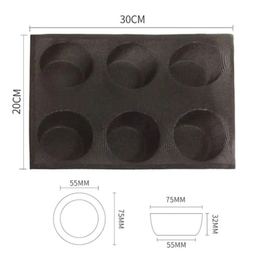 Stampo Microforato di 6 Muffin. In silicone e fibra di vetro