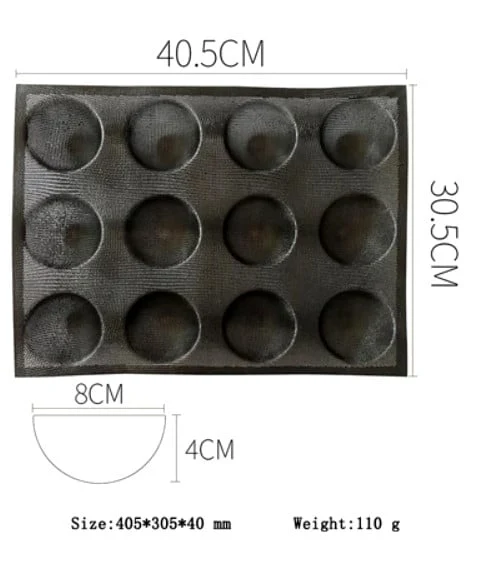 Stampo Microforato 12 Hamburgher in silicone e fibra di vetro