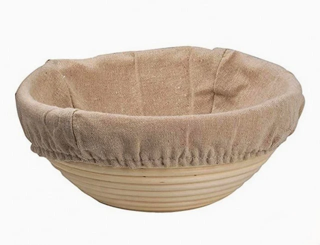 18 cm. 1 Kg di impasto. Cestino di Lievitazione Tondo in Rattan naturale con Fodera. Pane e Pizza