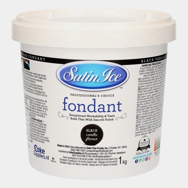 Nera.1 Kg. SATIN ICE. Pasta di zucchero Certificata Kosher. Gluten Free