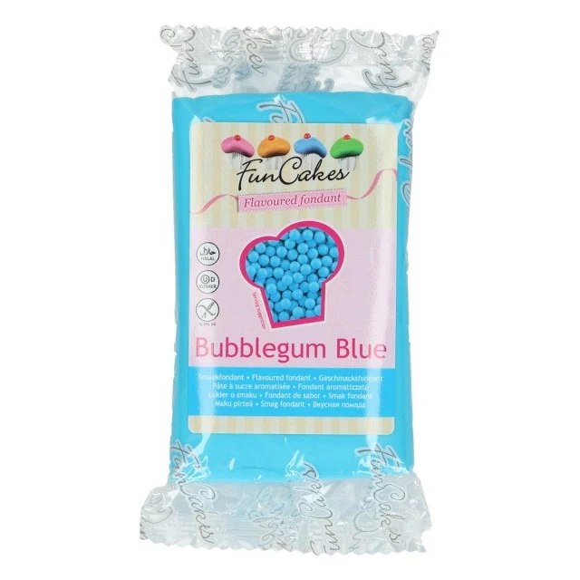 Aromatizzata bubble gum blue. Pasta di zucchero FunCakes. 250 gr.Senza Glutine