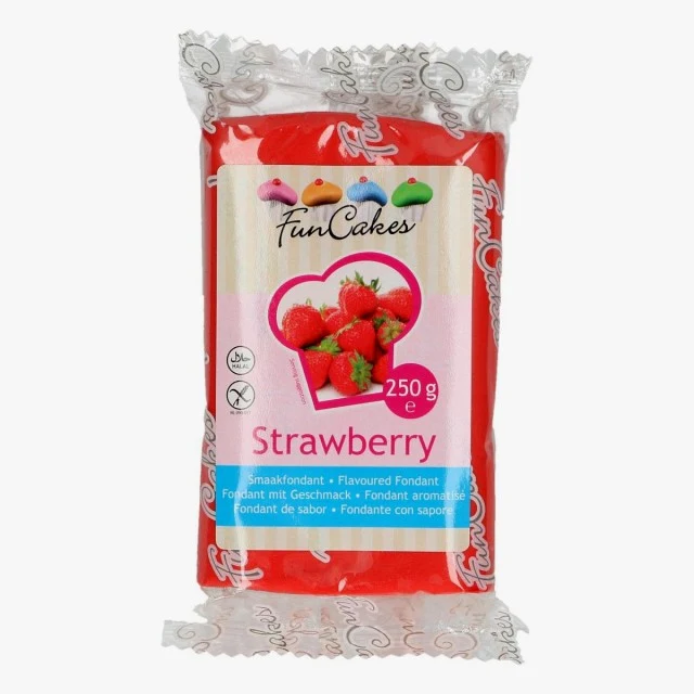 Aromatizzata alla fragola. Pasta di zucchero FunCakes. 250 gr.Senza Glutine