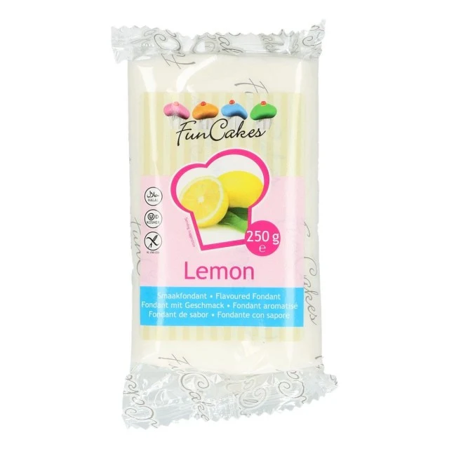 Aromatizzata al limone. Pasta di zucchero FunCakes. 250 gr.limon. Senza Glutine