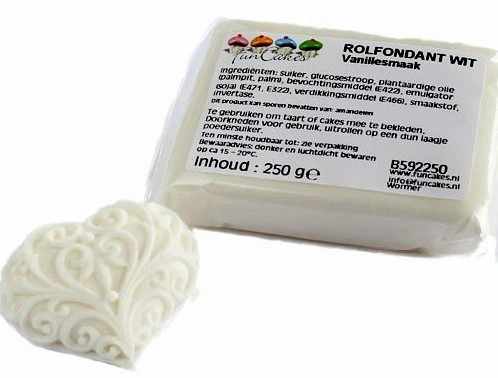 bianca brillante vaniglia.Pasta di zucchero FunCakes. 250 gr. Senza Glutine e Kosher
