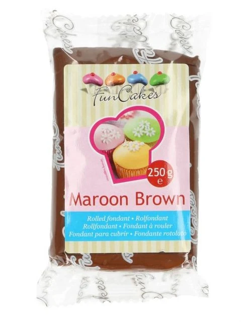 marrone. Pasta di zucchero FunCakes. 250 gr. Senza Glutine e Kosher