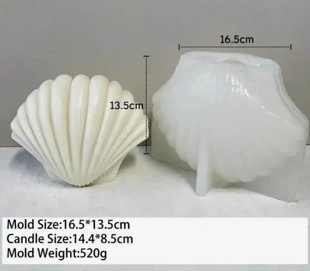 Grande Conchiglia Stilizzata Geometrica di 14.4 cm. Stampo Mare anche per Candele