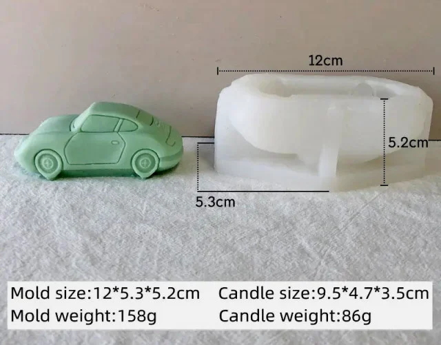 Porsche Vintage Auto di 9.5 cm. Stampo in silicone anche per Candele