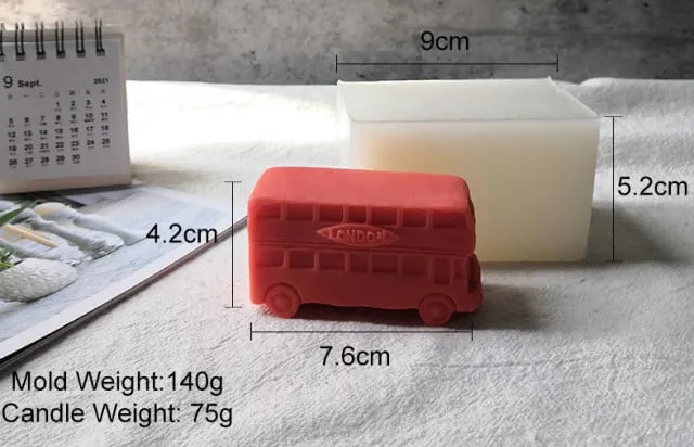 Bus Londra 2 Piani Vintage Autobus di 7.6 cm. Stampo in silicone anche per Candele