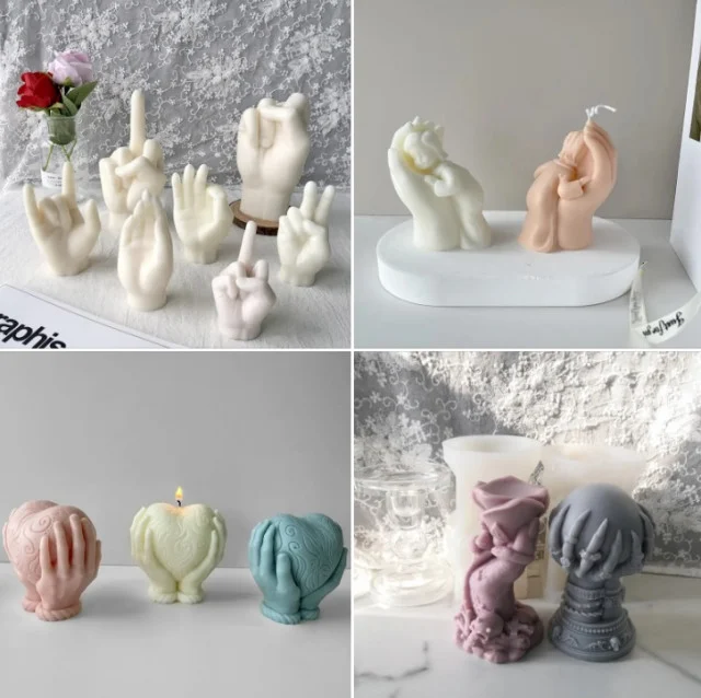 Stupendi gesta Mano in tantissimi modelli. Stampo in silicone anche per Candele