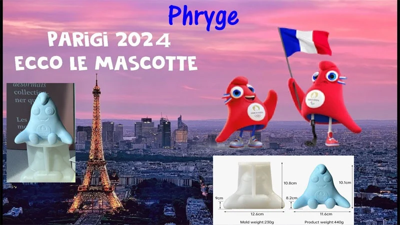 Phryge. Mascotte Olimpiadi Parigi Francia. Stampo in silicone