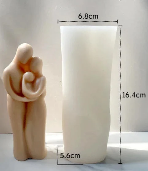 Innamorati con Donna Incinta e con Bambino. Set di 4 Stampi stilizzati in silicone anche per Candele