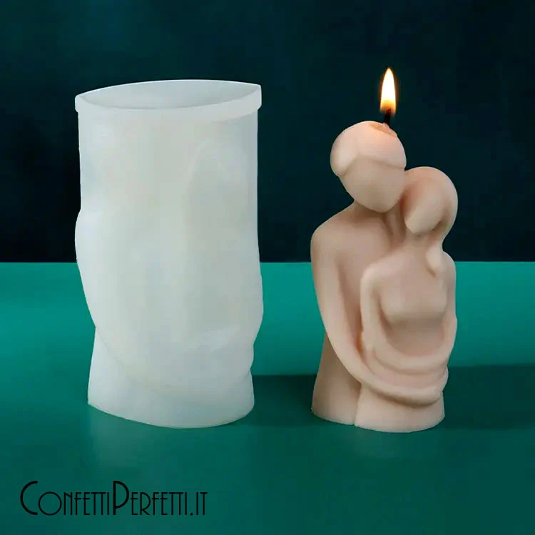 Uomo Donna abbracciati. Stampo stilizzato in silicone anche per Candele