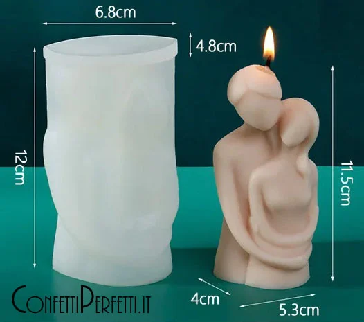 Uomo Donna abbracciati. Stampo stilizzato in silicone anche per Candele
