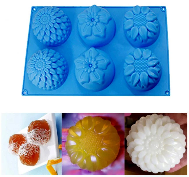 Fiori. Grande stampo in silicone con 6 forme