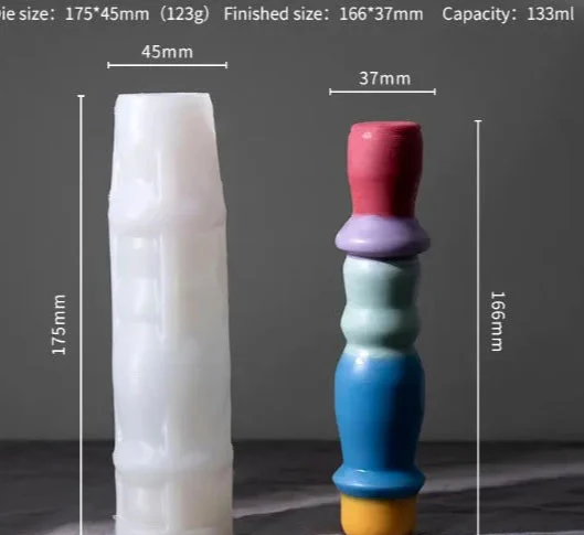 Colonna Geometrica di 16.6 cm. Stampo in silicone anche per Candele