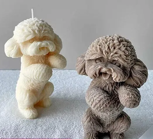 Cagnolino in piedi di 13.4 x 8.5 x 8.3 cm. Stampo Cane in silicone anche per Candele