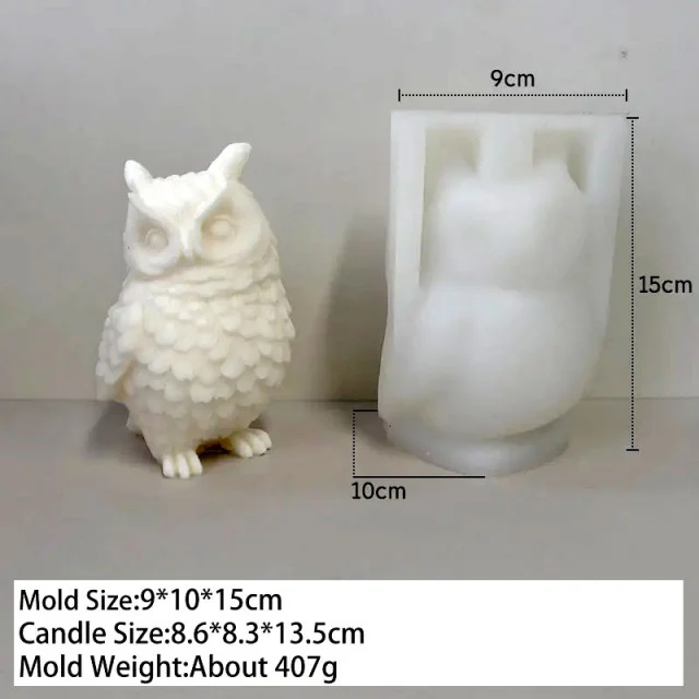 Gufo di 13.5 cm. Stampo in silicone anche per Candele