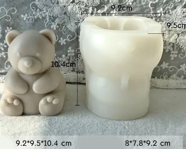 Orsetto seduto di 9.2 cm. Grande Stampo in silicone anche per Candele