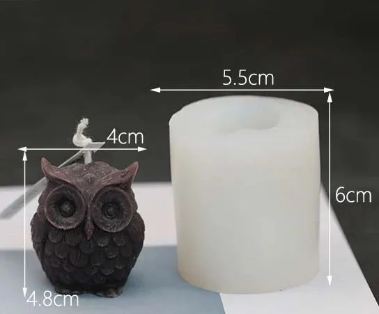 Gufo. Stampo di 4.8 cm. Stampo in silicone anche per Candele