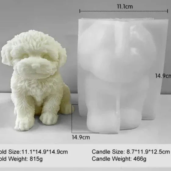 Stampo grande Cagnolino di 12.5 cm. Stampo in silicone anche per Candele