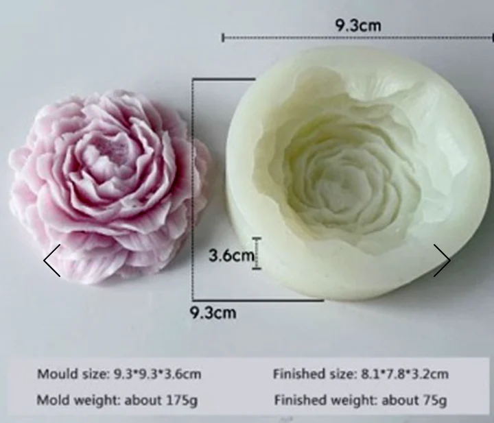 Splendida Peonia di 8.1 cm. Stampo in silicone anche per Candele