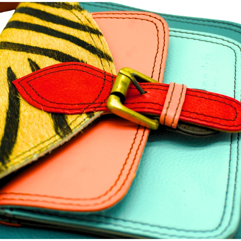 Borsa Leyna Animalier Azzurra