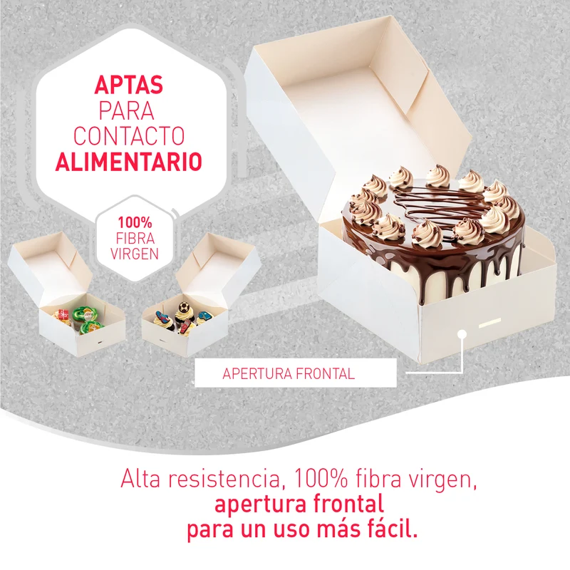 CAJA TARTA BLANCA CARTON 24X24X10 CM