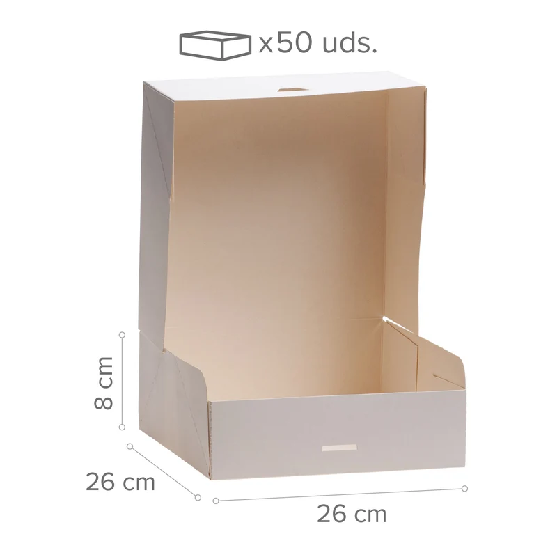 CAJA TARTA BLANCA CARTON 26X26X8CM