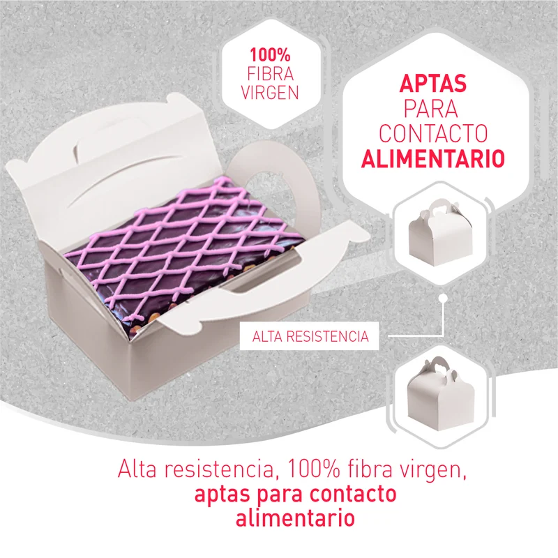 CAJA TARTA BLANCA CARTON CON ASA 18X18X7CM