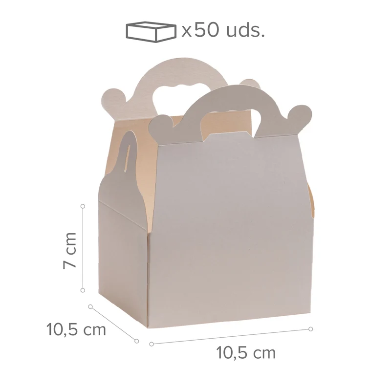 CAJA TARTA BLANCA CARTON CON ASA 10,5X10,5X7cm