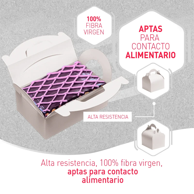 CAJA TARTA BLANCA CARTON CON ASA 10,5X10,5X7cm