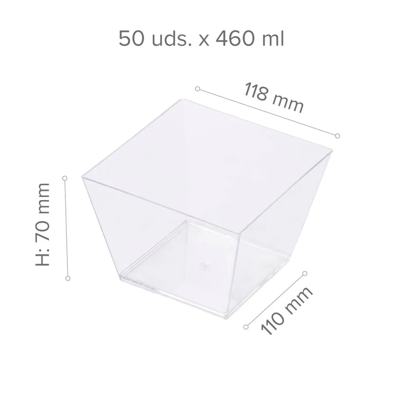 VASITO PLASTICO TRANSPARENTE ZEN 100X118XH70MM- 460ML-50 UDS