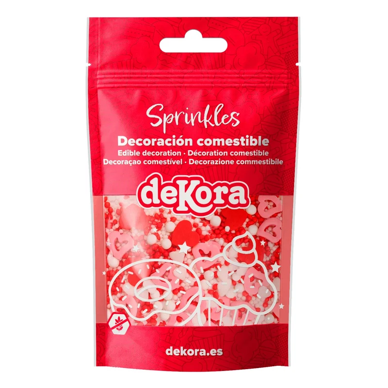 SPRINKLE MIX CORAZONES ROJOS Y PERLAS BE MY LOVE 100GR